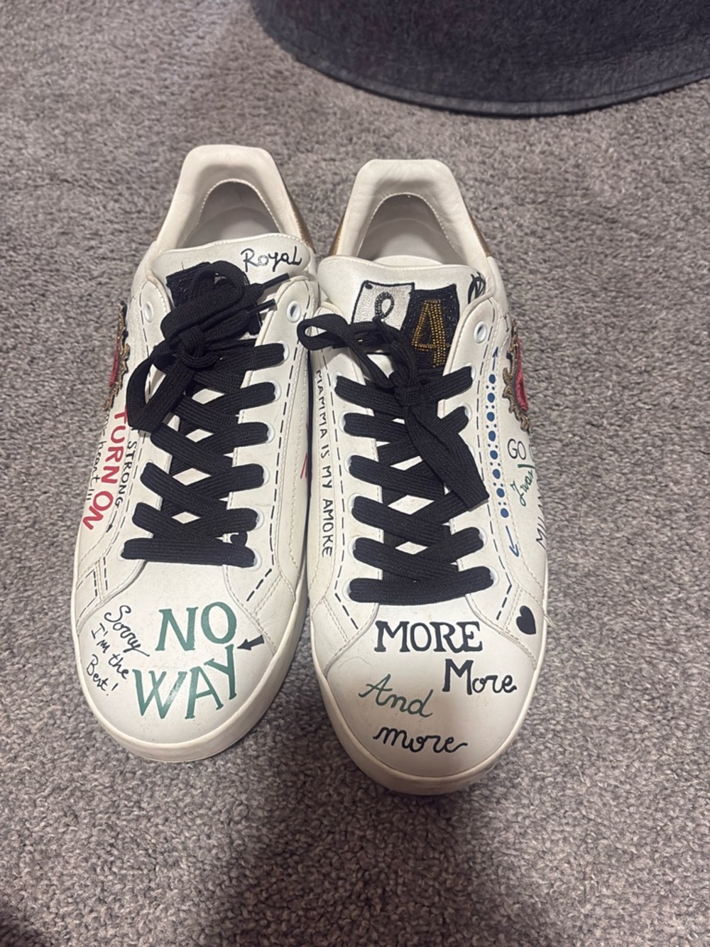 Dolce & Gabbana White and Gold Leather Sneaker